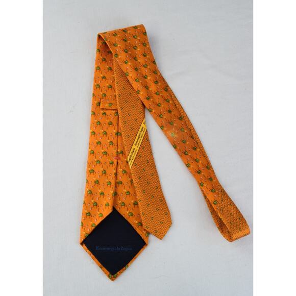 Ermenegildo Zegna TIE 100% Silk Made in Italy Necktie Elephant Print 61X 3.75 - Picture 3 of 6